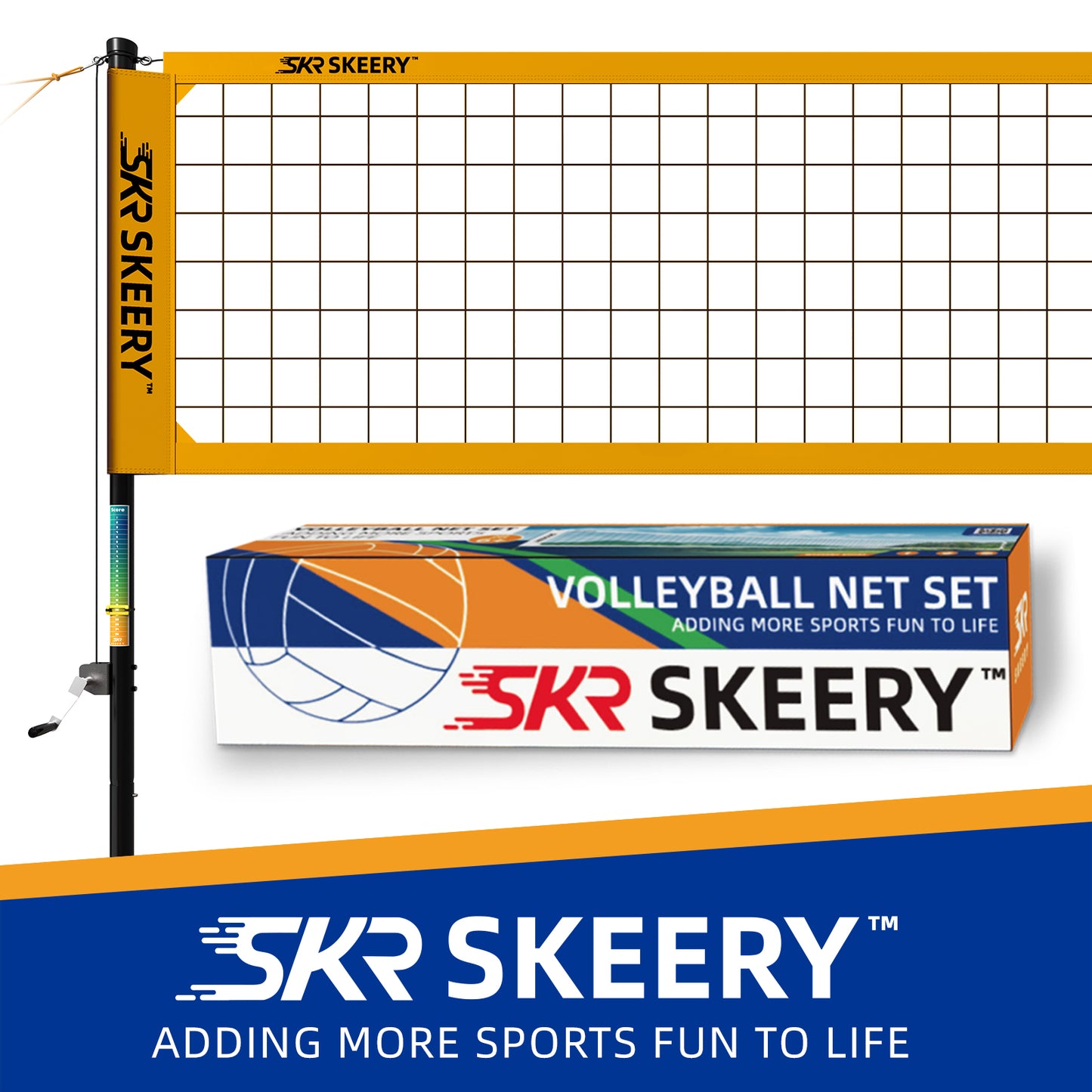 SKEERY Outdoor Heavy Duty Volleyball Net Set(Yellow๏ผ