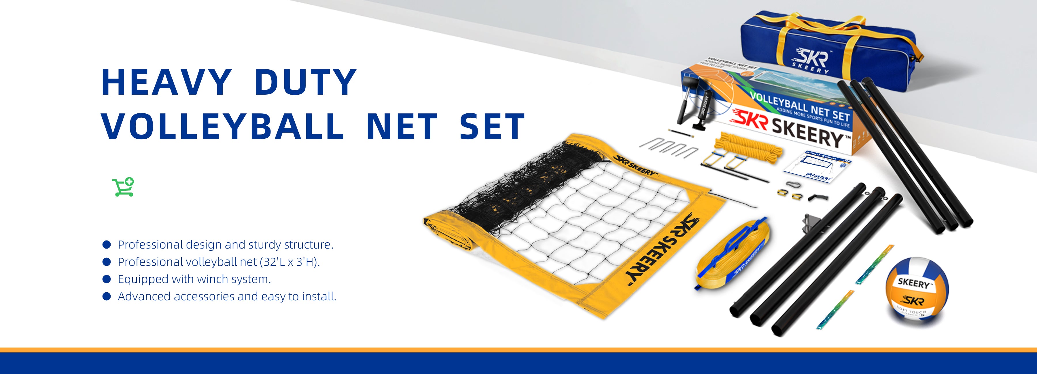 Outdoor Heavy Duty Volleyball Net Set(yellow)