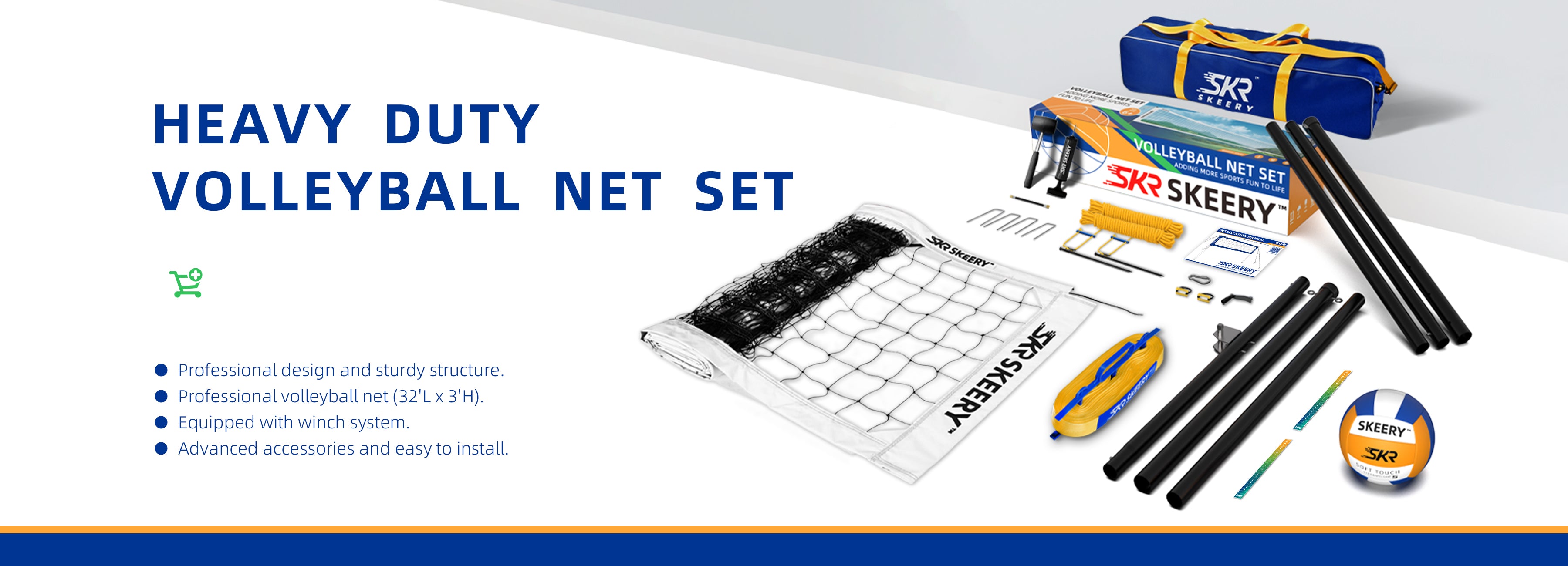 Outdoor Heavy Duty Volleyball Net Set(white)