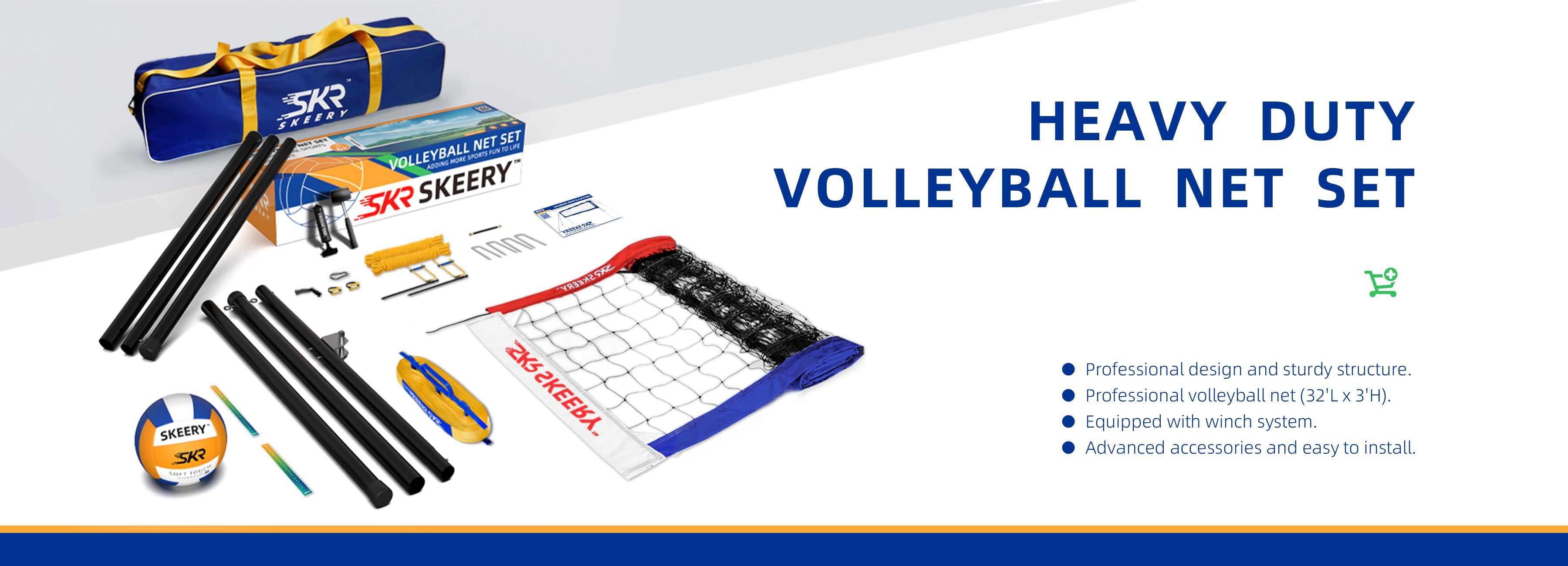 Outdoor Heavy Duty Volleyball Net Set(red and bule)