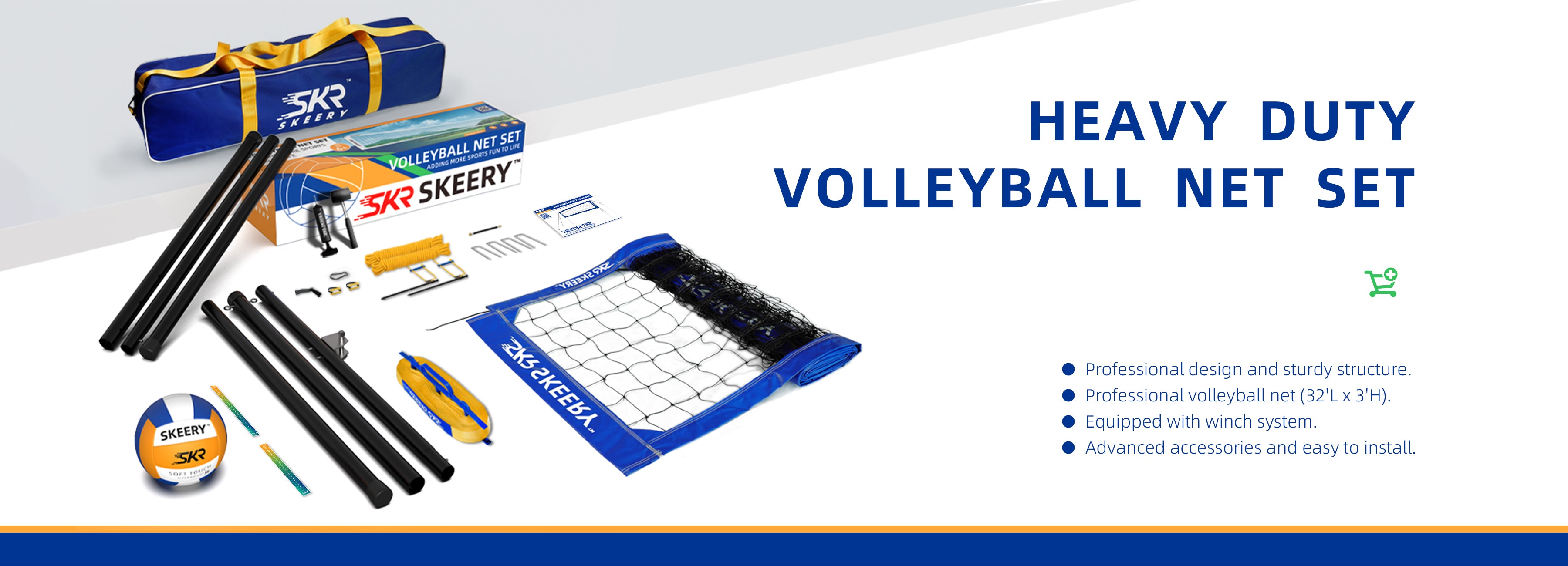  Outdoor Heavy Duty Volleyball Net Set(bule)